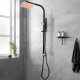 8 inch 200mm Square Black & Rose Gold Twin Shower Set Top Water Inlet